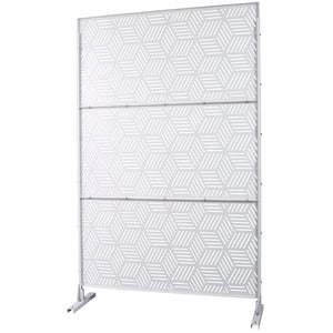 English Elm Outdoor Freestanding Metal Privacy Screen Lattice Panel for Patio Deck or Garden White PS116 W465P193269