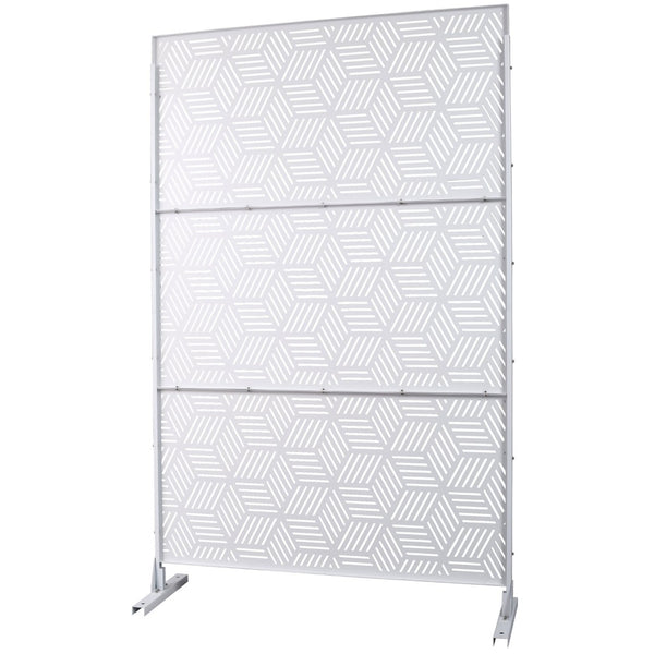 English Elm Outdoor Freestanding Metal Privacy Screen Lattice Panel for Patio Deck or Garden White PS116 W465P193269