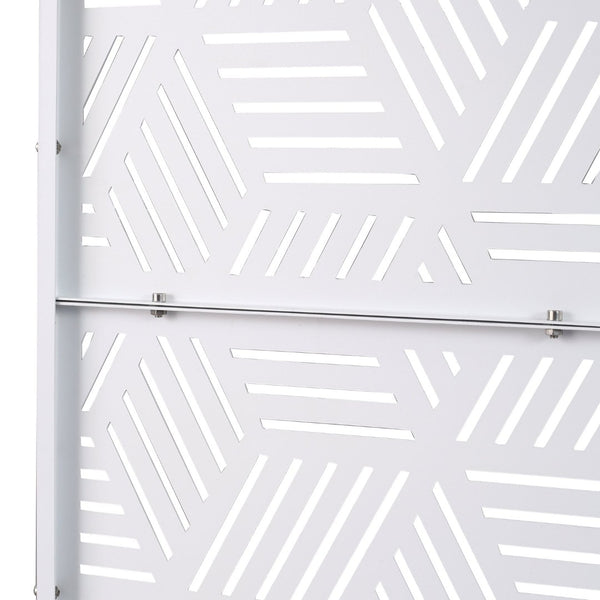 English Elm Outdoor Freestanding Metal Privacy Screen Lattice Panel for Patio Deck or Garden White PS116 W465P193269