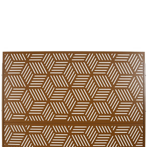 English Elm Outdoor Geometric Metal Privacy Screen Freestanding Sculptural Lattice Panel for Patio Brown W465P193272