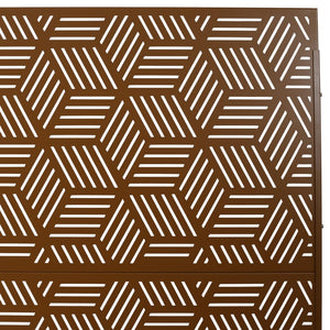 English Elm Outdoor Geometric Metal Privacy Screen Freestanding Sculptural Lattice Panel for Patio Brown W465P193272
