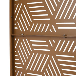 English Elm Outdoor Geometric Metal Privacy Screen Freestanding Sculptural Lattice Panel for Patio Brown W465P193272