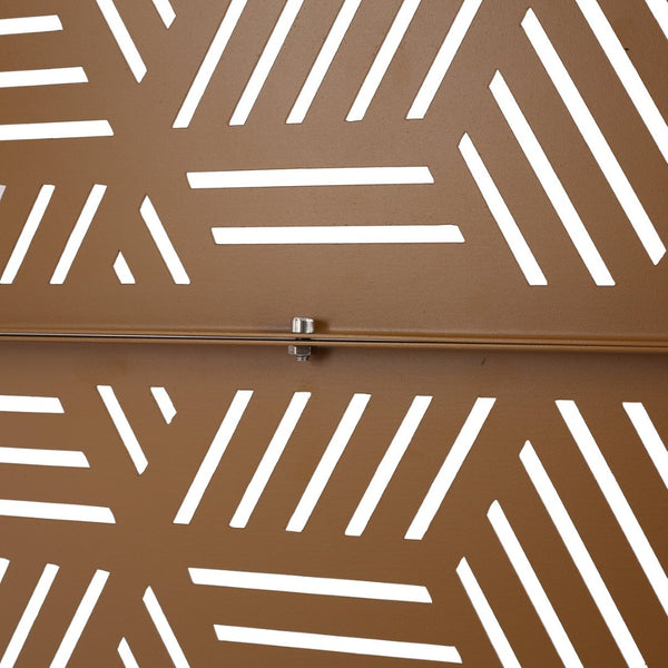 English Elm Outdoor Geometric Metal Privacy Screen Freestanding Sculptural Lattice Panel for Patio Brown W465P193272
