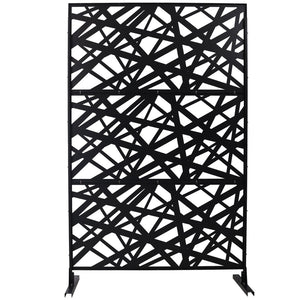 English Elm Outdoor Freestanding Metal Privacy Screen Geometric Panel for Patio Deck or Garden Black W465P193273