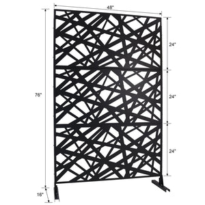 English Elm Outdoor Freestanding Metal Privacy Screen Geometric Panel for Patio Deck or Garden Black W465P193273