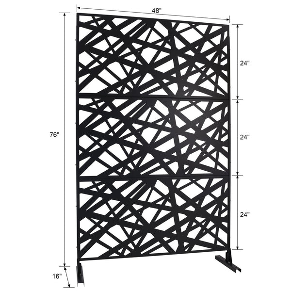 English Elm Outdoor Freestanding Metal Privacy Screen Geometric Panel for Patio Deck or Garden Black W465P193273