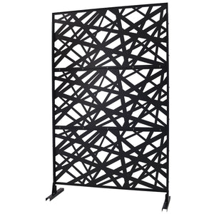 English Elm Outdoor Freestanding Metal Privacy Screen Geometric Panel for Patio Deck or Garden Black W465P193273