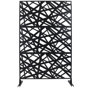 English Elm Outdoor Freestanding Metal Privacy Screen Geometric Panel for Patio Deck or Garden Black W465P193273