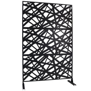 English Elm Outdoor Freestanding Metal Privacy Screen Geometric Panel for Patio Deck or Garden Black W465P193273