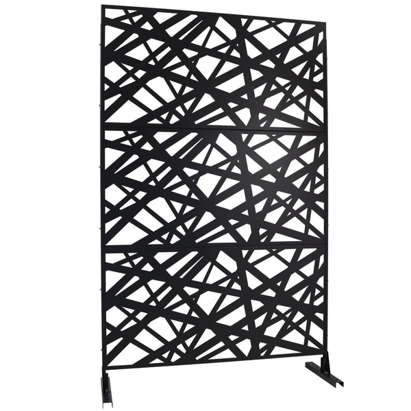 English Elm Outdoor Freestanding Metal Privacy Screen Geometric Panel for Patio Deck or Garden Black W465P193273