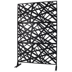 English Elm Outdoor Freestanding Metal Privacy Screen Geometric Panel for Patio Deck or Garden Black W465P193273