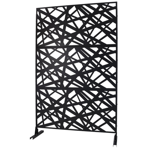 English Elm Outdoor Freestanding Metal Privacy Screen Geometric Panel for Patio Deck or Garden Black W465P193273