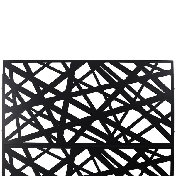 English Elm Outdoor Freestanding Metal Privacy Screen Geometric Panel for Patio Deck or Garden Black W465P193273