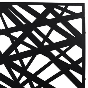 English Elm Outdoor Freestanding Metal Privacy Screen Geometric Panel for Patio Deck or Garden Black W465P193273
