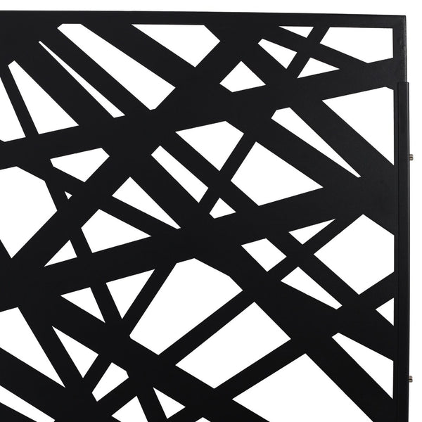English Elm Outdoor Freestanding Metal Privacy Screen Geometric Panel for Patio Deck or Garden Black W465P193273