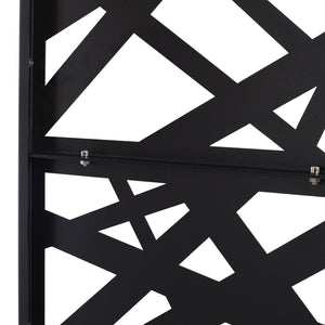 English Elm Outdoor Freestanding Metal Privacy Screen Geometric Panel for Patio Deck or Garden Black W465P193273