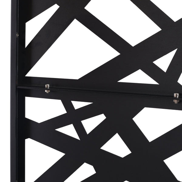 English Elm Outdoor Freestanding Metal Privacy Screen Geometric Panel for Patio Deck or Garden Black W465P193273
