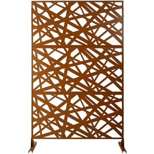 English Elm Outdoor Freestanding Metal Privacy Screen Geometric Panel for Patio Deck or Garden Brown W465P193275