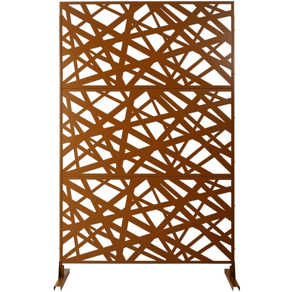 English Elm Outdoor Freestanding Metal Privacy Screen Geometric Panel for Patio Deck or Garden Brown W465P193275