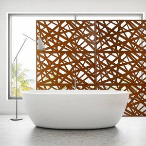 English Elm Outdoor Freestanding Metal Privacy Screen Geometric Panel for Patio Deck or Garden Brown W465P193275