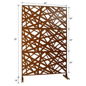 English Elm Outdoor Freestanding Metal Privacy Screen Geometric Panel for Patio Deck or Garden Brown W465P193275