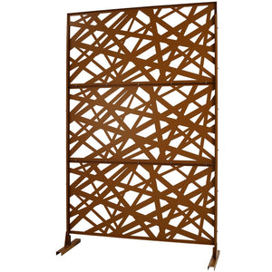 English Elm Outdoor Freestanding Metal Privacy Screen Geometric Panel for Patio Deck or Garden Brown W465P193275