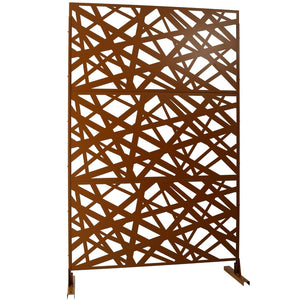 English Elm Outdoor Freestanding Metal Privacy Screen Geometric Panel for Patio Deck or Garden Brown W465P193275