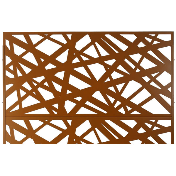 English Elm Outdoor Freestanding Metal Privacy Screen Geometric Panel for Patio Deck or Garden Brown W465P193275