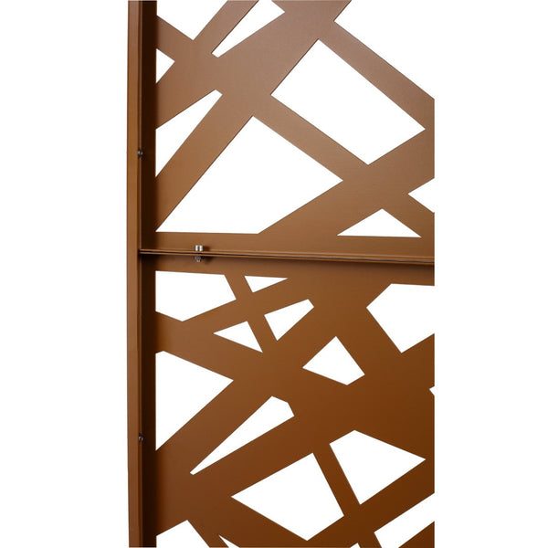 English Elm Outdoor Freestanding Metal Privacy Screen Geometric Panel for Patio Deck or Garden Brown W465P193275