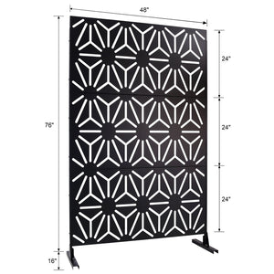 English Elm Outdoor Geometric Metal Privacy Screen Freestanding Sculptural Lattice Panel for Patio Black W465P193277