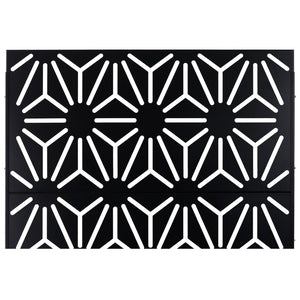 English Elm Outdoor Geometric Metal Privacy Screen Freestanding Sculptural Lattice Panel for Patio Black W465P193277