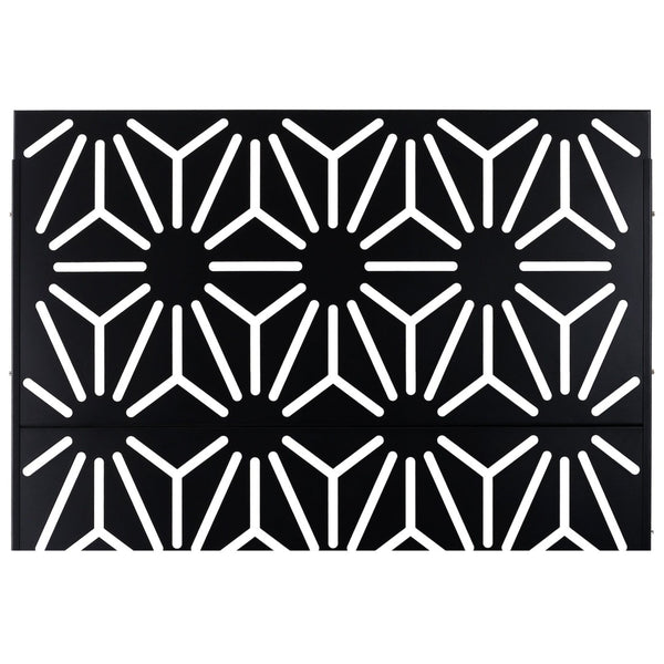 English Elm Outdoor Geometric Metal Privacy Screen Freestanding Sculptural Lattice Panel for Patio Black W465P193277
