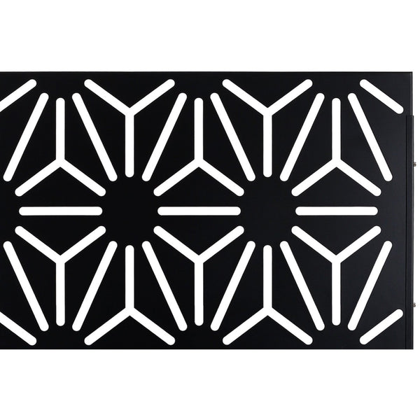English Elm Outdoor Geometric Metal Privacy Screen Freestanding Sculptural Lattice Panel for Patio Black W465P193277