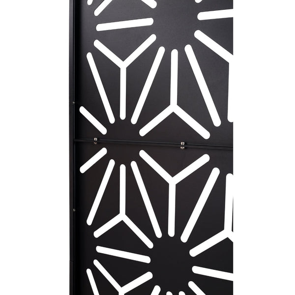English Elm Outdoor Geometric Metal Privacy Screen Freestanding Sculptural Lattice Panel for Patio Black W465P193277