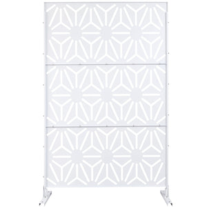 English Elm Outdoor Geometric Metal Privacy Screen Freestanding Sculptural Lattice Panel for Patio White W465P193278