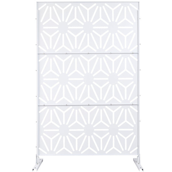 English Elm Outdoor Geometric Metal Privacy Screen Freestanding Sculptural Lattice Panel for Patio White W465P193278