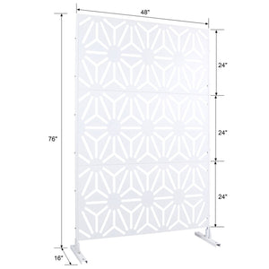 English Elm Outdoor Geometric Metal Privacy Screen Freestanding Sculptural Lattice Panel for Patio White W465P193278