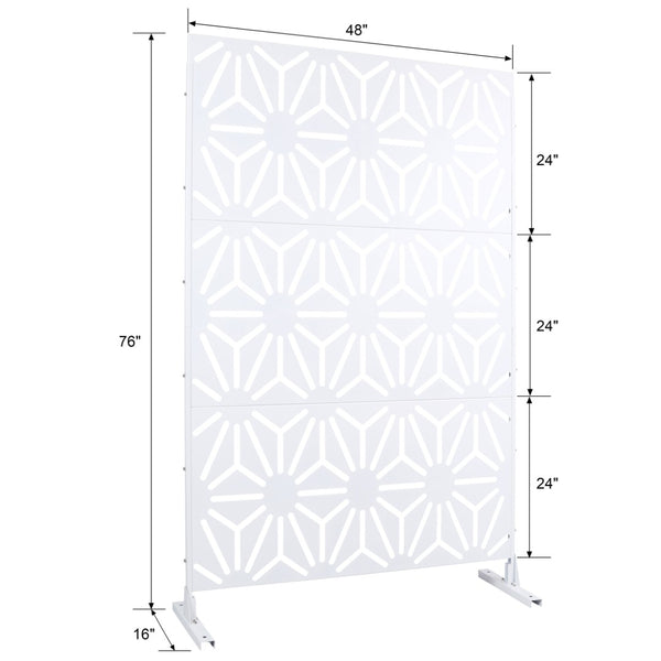 English Elm Outdoor Geometric Metal Privacy Screen Freestanding Sculptural Lattice Panel for Patio White W465P193278