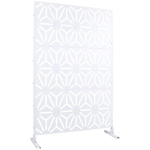English Elm Outdoor Geometric Metal Privacy Screen Freestanding Sculptural Lattice Panel for Patio White W465P193278