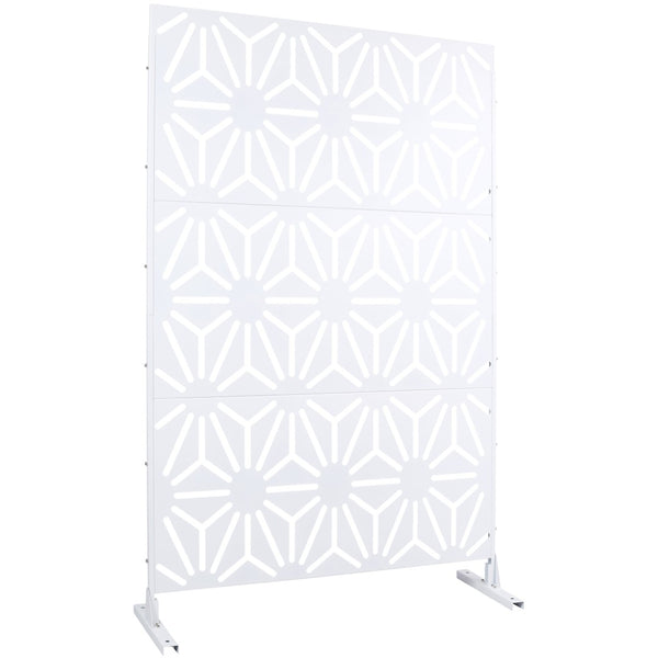 English Elm Outdoor Geometric Metal Privacy Screen Freestanding Sculptural Lattice Panel for Patio White W465P193278