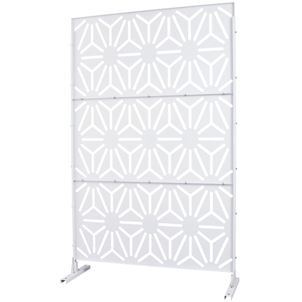 English Elm Outdoor Geometric Metal Privacy Screen Freestanding Sculptural Lattice Panel for Patio White W465P193278
