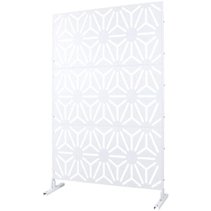 English Elm Outdoor Geometric Metal Privacy Screen Freestanding Sculptural Lattice Panel for Patio White W465P193278
