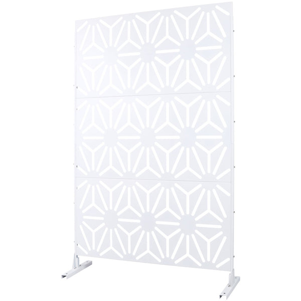 English Elm Outdoor Geometric Metal Privacy Screen Freestanding Sculptural Lattice Panel for Patio White W465P193278