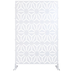 English Elm Outdoor Geometric Metal Privacy Screen Freestanding Sculptural Lattice Panel for Patio White W465P193278