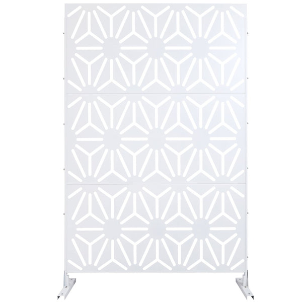 English Elm Outdoor Geometric Metal Privacy Screen Freestanding Sculptural Lattice Panel for Patio White W465P193278