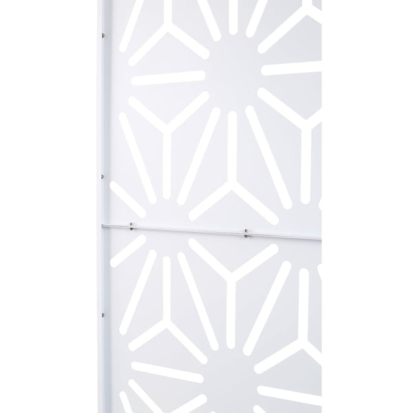 English Elm Outdoor Geometric Metal Privacy Screen Freestanding Sculptural Lattice Panel for Patio White W465P193278