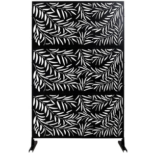 English Elm Outdoor Freestanding Metal Privacy Screen Geometric Lattice Panel for Deck Patio Garden Black PS119 W465P193279