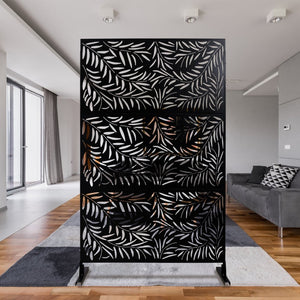 English Elm Outdoor Freestanding Metal Privacy Screen Geometric Lattice Panel for Deck Patio Garden Black PS119 W465P193279