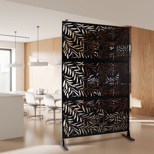 English Elm Outdoor Freestanding Metal Privacy Screen Geometric Lattice Panel for Deck Patio Garden Black PS119 W465P193279