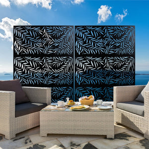 English Elm Outdoor Freestanding Metal Privacy Screen Geometric Lattice Panel for Deck Patio Garden Black PS119 W465P193279
